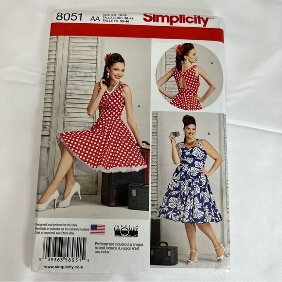 Simplicity Sewing patterns 8051 Minnie Mouse dress hoop jive skirt size 10-18 - Picture 1 of 6